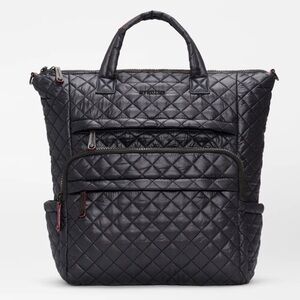 MZ Wallace Quilted Black Nylon Tote Backpack